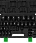30-Piece Half Inch Drive Shallow Metric Impact Socket Set With Chrome Moly Steel, 10mm To 36mm, 6 Point in case