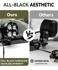 Comparison of Heavy Duty Hole Free Ditch Light Brackets for 2024 2026 Toyota Tacoma and 2022 Plus Tundra showing all-black design.