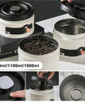 Heavy Duty Glass Storage Jars With Kickass Vacuum Seal Technology, 750ml, showcasing coffee beans and secure lid operation.