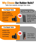Comparison of tire repair nails vs strings highlighting All In One Screw Type Tire Repair Kit With 60 Durable Plugs And Screwdriver