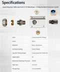 Specifications of Two Pack Three Quarter Inch Compressed Air Outlet Kit With One Half Inch NPT Manifold Anodized Aluminum Block