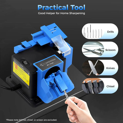 Electric Drill Bit Sharpener 110V Multifunction Grinding Tool For Knives Scissors Chisels With Adjustable Angle For Home Workshop And Garage Powerful Copper Motor Fast Sharpening Precise Durable