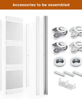 Double Frosted Glass Sliding Barn Door Kit For Closets, 72 By 80 Inches, Includes Hardware, Pre-Drilled Panels, Unassembled Parts