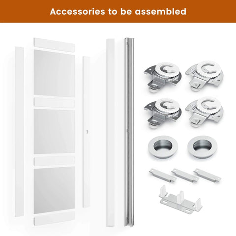 Double Frosted Glass Sliding Barn Door Kit For Closets, 72 By 80 Inches, Includes Hardware, Pre-Drilled Panels, Unassembled Parts