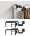 Outside Mounted Curtain Rod Brackets for Rectangular Headrails 1.3 to 2 Inches Fits Curtain Rods Up to 1 Inch Diameter Tool Free No Drill