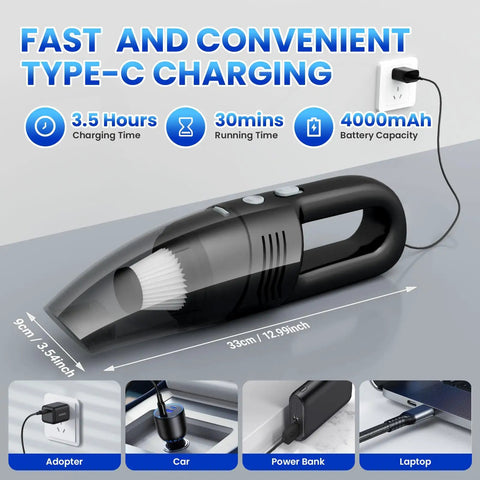 Cordless Handheld Vacuum Cleaner With 11000Pa Suction Beast Ultra Light One Point Four Pound Portable Vacuum charging via USB
