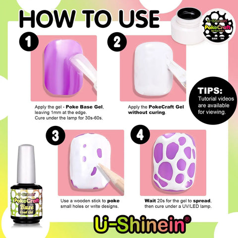 DIY Poke Gel Nail Polish Kit With Base Coat And Wood Sticks For Creative Nail Art Blooming Gel Spreading Magic Blossom Effect Lace