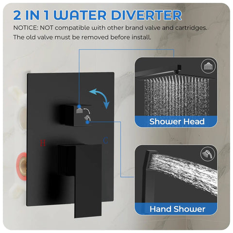 Top Tier 10 Inch Rainfall Shower System Featuring A Slick Handheld Wand And Ultra Smooth Single Lever Handle In Sharp Matte Black Coating For Zero Fuss Bathroom Refresh And Killer Water Flow