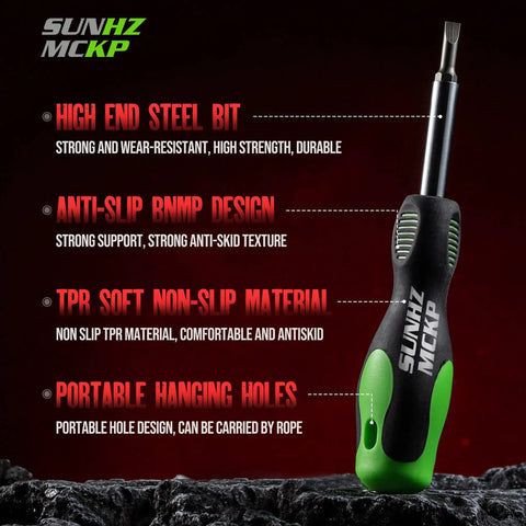 Side view of All In One Screwdriver Set With Ergonomic Oversized Handle And Non Slip Grip For Easy One Hand Use