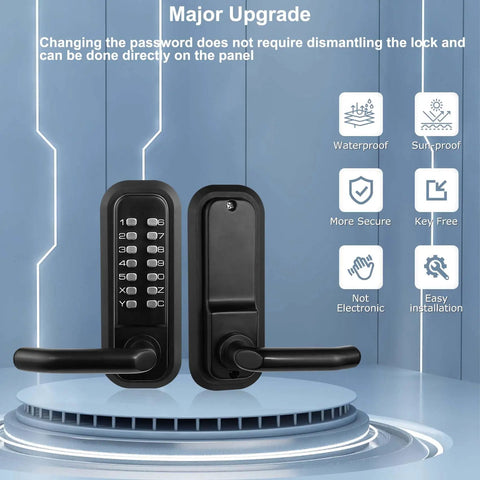 No Sweat Heavy Duty Outdoor Keyless Padlock With Solid Zinc Mechanical Keypad Weatherproof Adjustable Deadlatch Built Different For Fence Gates And Storage Entries Matte Black Finish