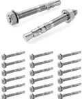 20 Pack Five Sixteenth Inch By Two And Three Quarter Inch 316 Stainless Steel Wedge Anchors For Office Garage Marine Use Durable Corrosion Resistant Marine Grade Construction Ideal For Concrete Brick Stone Installations Easy To Install Nut And Wrench image showing multiple anchors