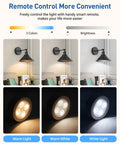 Black Vintage Wireless Battery Operated Wall Sconces Set Of Two Cordless Led Industrial Light Fixtures With Remote Control No Wiring Drama Quick Peel Stick Mount For Bedroom Farmhouse Cool Lounge Ambiance remote control light options.