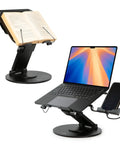 3-In-1 Adjustable Laptop Stand, Book Stand, And Phone Holder With 360 Degree Rotating Display, Height Adjustable From 2 To 21 Inches