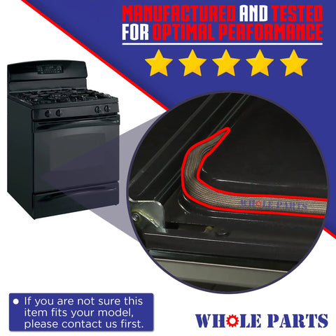 Upgraded Whole Range Oven Door Gasket With 25 Mounting Clips Replacement WB04T10050 highlighted in oven