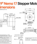 NEMA 17 stepper motor, 0.9°/step, 2-phase, 42×34 mm, 4-lead, 1 m cable, for 3D printer/CNC