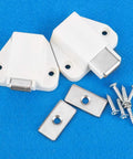 8 Pack Strong Magnetic Door Catch Kit For Cabinets And Cupboards, suction latch with screws on blue background.