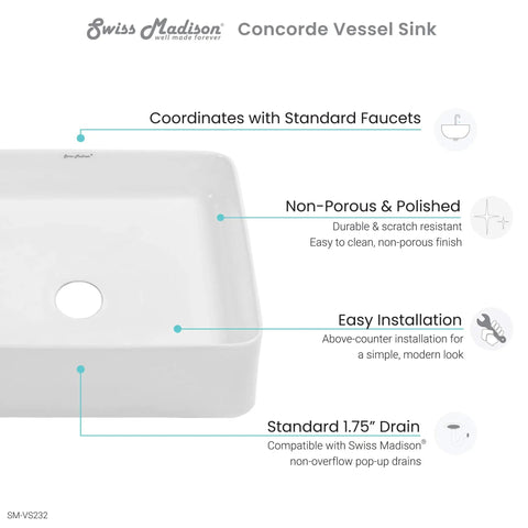 Ceramic Square Vessel Sink For Above Counter Install No Fuss Scratch Resistant Non Porous Finish Easy Clean Polished White