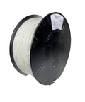 Top Tier White PLA Bioplastic 3D Printer Filament 1.75 Mm 1 Kg Spool on black reel, suitable for all FDM makers.