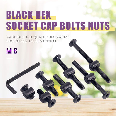 84Pcs Black M6 Crib Hardware Kit With 15 25 35 45 55 65 75Mm Hex Socket Head Cap Screws, Barrel Nuts And Allen Wrench For Furniture Cots And Cribs, Durable Nickel Plated Rust Resistant Built To Last Easy To Install And Store product image