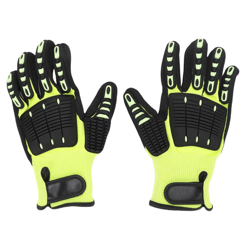 Heavy Duty Work Gloves With NBR Frosted Coating And Soft Knit Lining For Power Tools Anti Vibration Shield Grippy Dexterity Shock Proof Safety Gloves For Heavy Industry Use, pair front view