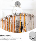 No Drill Needed Heavy Duty Stainless Steel Wall Hooks 6 Pack Adhesive Coat Hanger Set For Bathroom And Hallway Hold Up Great Under Weight With Zero Mess Or Drilling Required mounted on door, holding necklaces