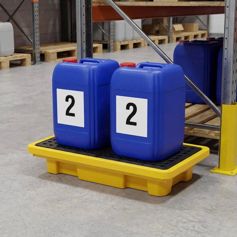 Heavy Duty Forkliftable Spill Pallet 48x24x4 Inch With 2000 Lbs Capacity Industrial Oil And Chemical Spill Containment Tray