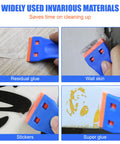 4 Pcs Plastic Razor Blade Scraper Set With 120 Blades for adhesive removal on various surfaces shown in action