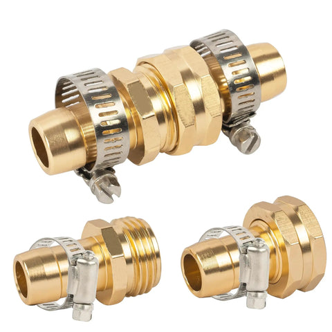 Durable Garden Hose Repair Kit With Aluminum Connectors And Stainless Steel Clamps Three Sets Of Male And Female Adapters
