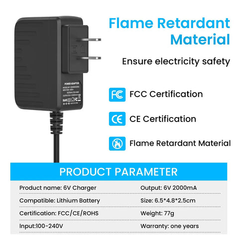 6V 2A Power Supply Adapter For ProForm Elliptical with flame retardant material and FCC, CE certification details