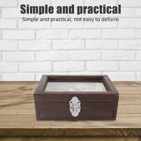 Six Piece Vintage Iron Jewelry Box Latch Hasps displayed on wooden box against brick wall