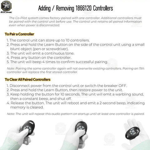 Instructions for pairing and clearing controllers for Replacement Unit For Co Pilot Equipped PowerDrive Trolling Motors