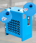 Front and side view of Industrial Refrigerated Air Dryer With R134a Cooling For Air Compressors 35 CFM 0.58 KW 110V 60Hz with inlet and outlet shown.