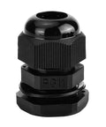 Plastic Waterproof Adjustable Cable Glands And Joints Set for PG11, black, suitable for 3.5 to 13mm cable range.
