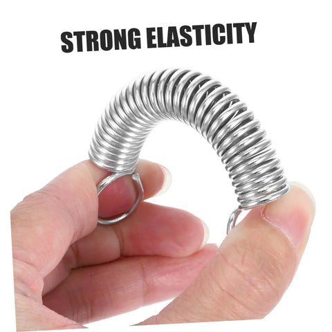 Two Pairs Of Heavy Duty Extension Spring Kits For Micro Tiller Offer Super Easy Swap Stable Support And Optimal Safety With Broad Compatibility Across Various Agricultural Machines For A Smooth Farming Ride silver coiled steel spring held in hand