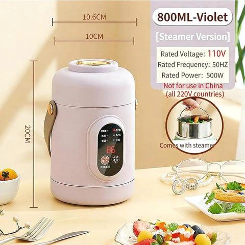 Compact 500W Mini Electric Pot With Portable Stainless Steel Ramen Cooker 6-In-1 Functions And 12-Hour Timer displayed in kitchen