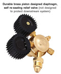 Nitrogen Regulator With CGA580 Inlet Connection, 1 Quarter Inch Male Flare Outlet, 2 Inch Gauges With Protective Rubber Boots