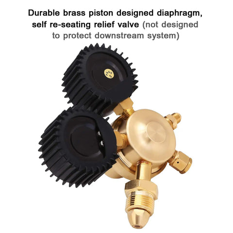 Nitrogen Regulator With CGA580 Inlet Connection, 1 Quarter Inch Male Flare Outlet, 2 Inch Gauges With Protective Rubber Boots
