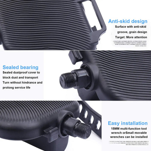 Close-up of Replacement Bike Pedals For Recumbent And Spinning Bikes 9 16 Inch Spindle with anti-skid design and sealed bearing