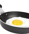 Mini 4.6 Inch Nonstick Aluminum Fry Pan For Single Eggs And Tiny Servings with a fried egg, easy cleanup skillet.