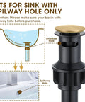 Diagram showing installation of Brushed Gold 8 Inch Three Hole Bathroom Faucet With Pop Up Drain And Two Supply Hoses with spillway hole