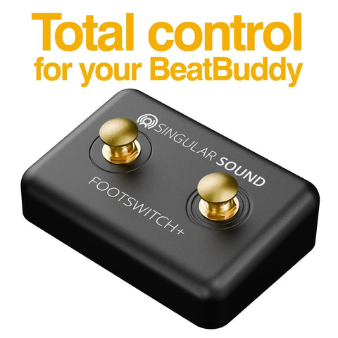 Dual Momentary Footswitch Plus For BeatBuddy And MIDI Pedals, Multi Effects Gear, And Electronic Instruments, black and gold