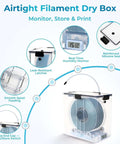Dual Outlet Filament Storage Box With Airtight Seal, Ball Bearing Spool Holder, moisture proof dispenser for 3D printing