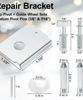 DIY Ready Bi-Fold Door Repair Kit with N7192 bracket, N7266 top pivot, and N7538 bottom pivot for 1-3/8 inch wood doors
