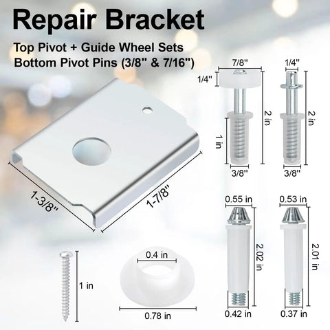 DIY Ready Bi-Fold Door Repair Kit with N7192 bracket, N7266 top pivot, and N7538 bottom pivot for 1-3/8 inch wood doors