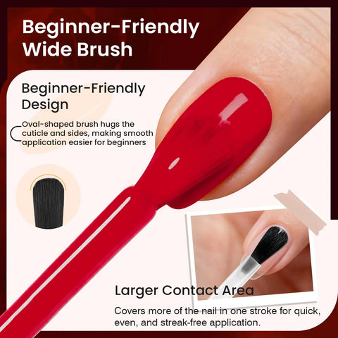 8 Piece Gel Nail Polish Set With Base Coat And Top Coat 6 Color Gel Polishes Hema Free UV LED Nail Kit brush close-up