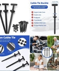 Heavy Duty Nylon Cable Tie Buckle Set For Cars And Auto Maintenance Pin And Button Self Locking Zip Ties with usage illustrations