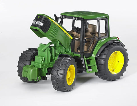 John Deere 6920 Front Loader Tractor 1 16 Scale Toy For Indoor And Outdoor Play with open hood showing engine crafted from ABS plastic.