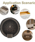 12Pcs Antique Bronze Zinc Alloy Cabinet Drawer Pulls Retro Vibe Round Drop Ring Handles For European Style Furniture Jewelry Box Cupboard Doors Hardware Set shown in various applications