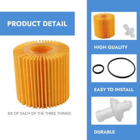 Toyota Camry 2010-2017 6 Pack Engine Oil Filter Kit showing filters, O-rings, and parts in detailed view