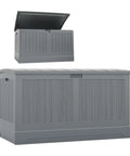 200 Gallon All Weather Patio Deck Box With Lockable Lid Extra Large Outdoor Storage Chest For Patio Furniture Grill Tools And Pool Gear In Dove Gray Heavy Duty Waterproof Resin